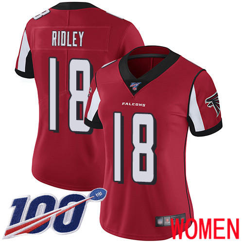 Atlanta Falcons Limited Red Women Calvin Ridley Home Jersey NFL Football #18 100th Season Vapor Untouchable